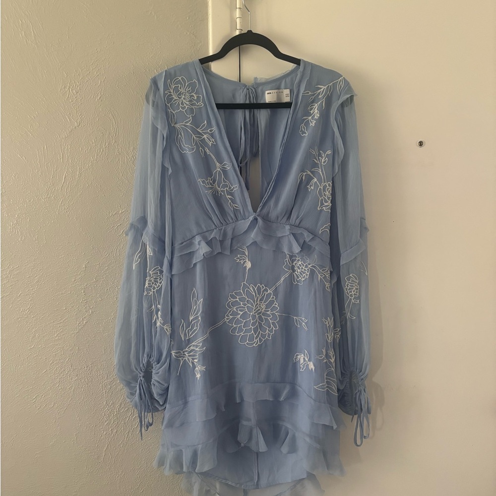 Elegant Blue Floral Dress